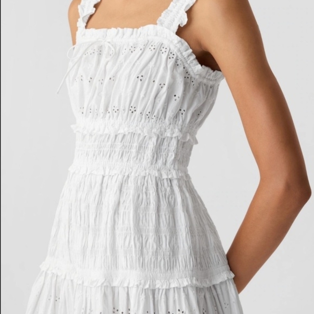 Gap × DÔEN 100% Cotton  Eyelet Midi Dress  Elegant White  Dress Size Meduim - Picture 3 of 16